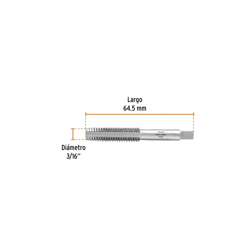 Machuelos Semiconicos Mt-3/16X24 Truper Caja Con 5 Piezas