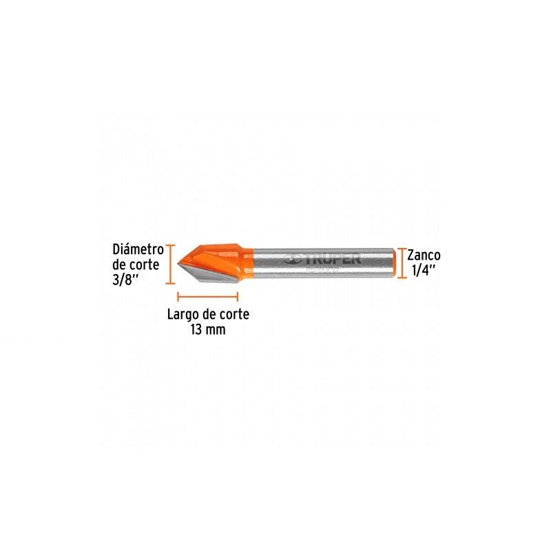 Broca Corte En V P/Router Brou-V3/8 Truper