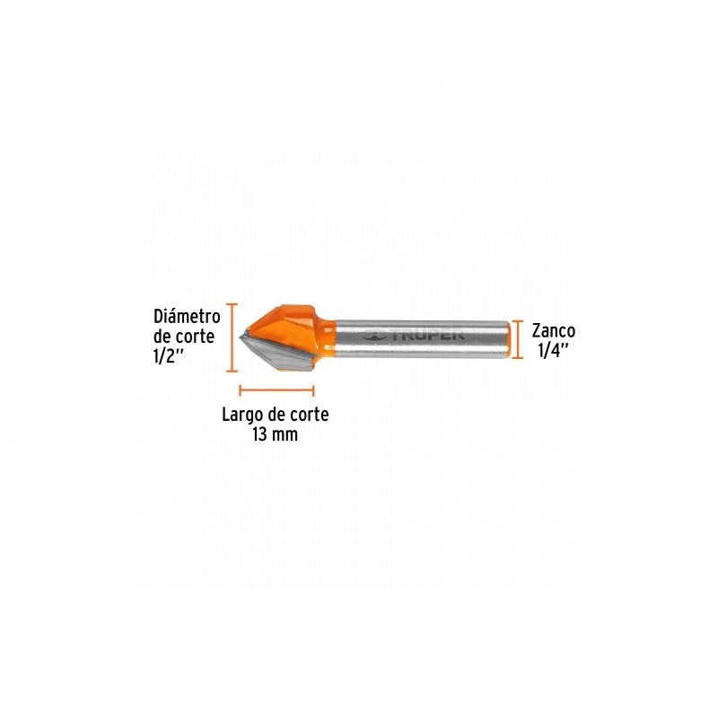 Broca Corte En V Para Router Brou-V1/2 Truper