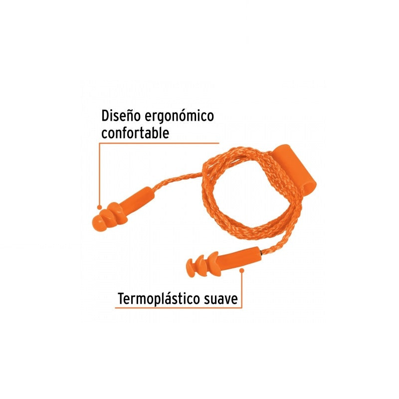 Tapón Auditivo 3 Barreras C/Cordon Ta-3B Truper