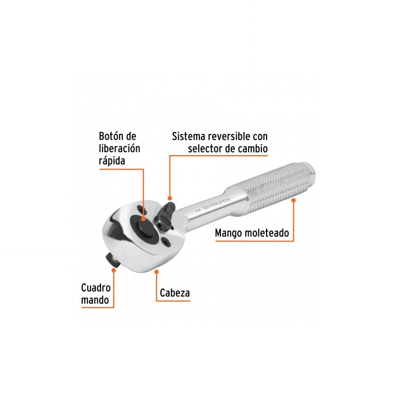 Matraca Cuadro 1/4" Con Pera M-1449N Truper