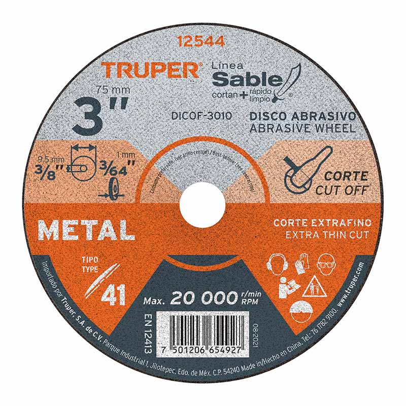 Disco Para Corte Metal 3" Dicof-3010 Truper