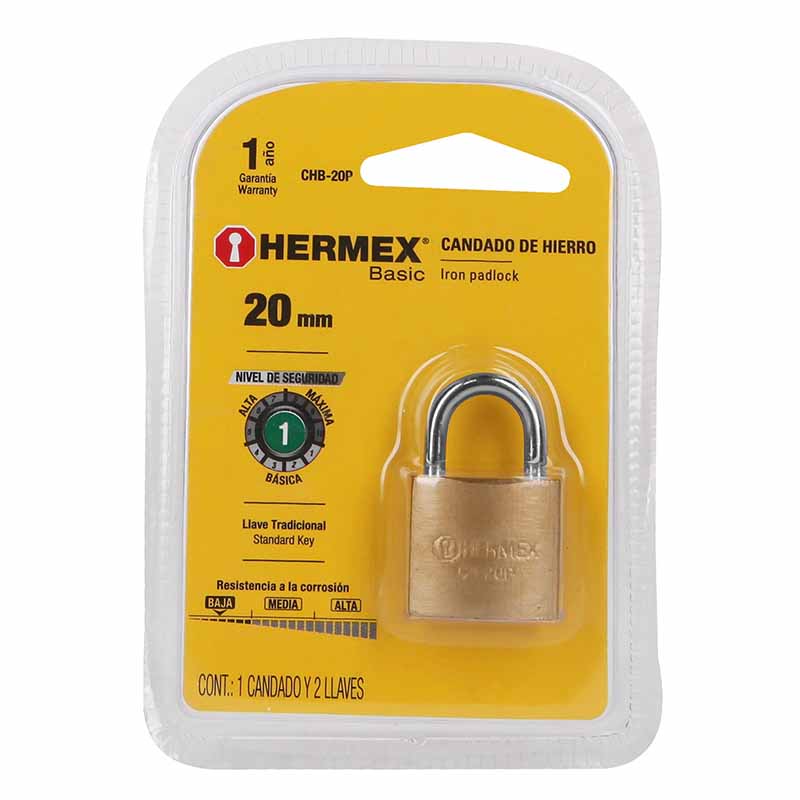 Candado Hierro 20Mm Chb-20P Blister Hermex