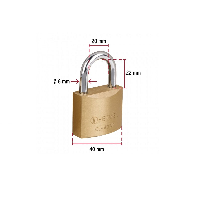Candado Latón Con Llave Cl-40Xp Hermex