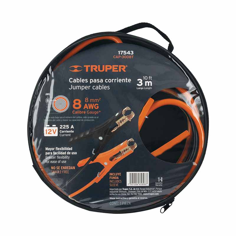 Cables Pasa corriente 3M Cal.8 Cap-3008T Truper