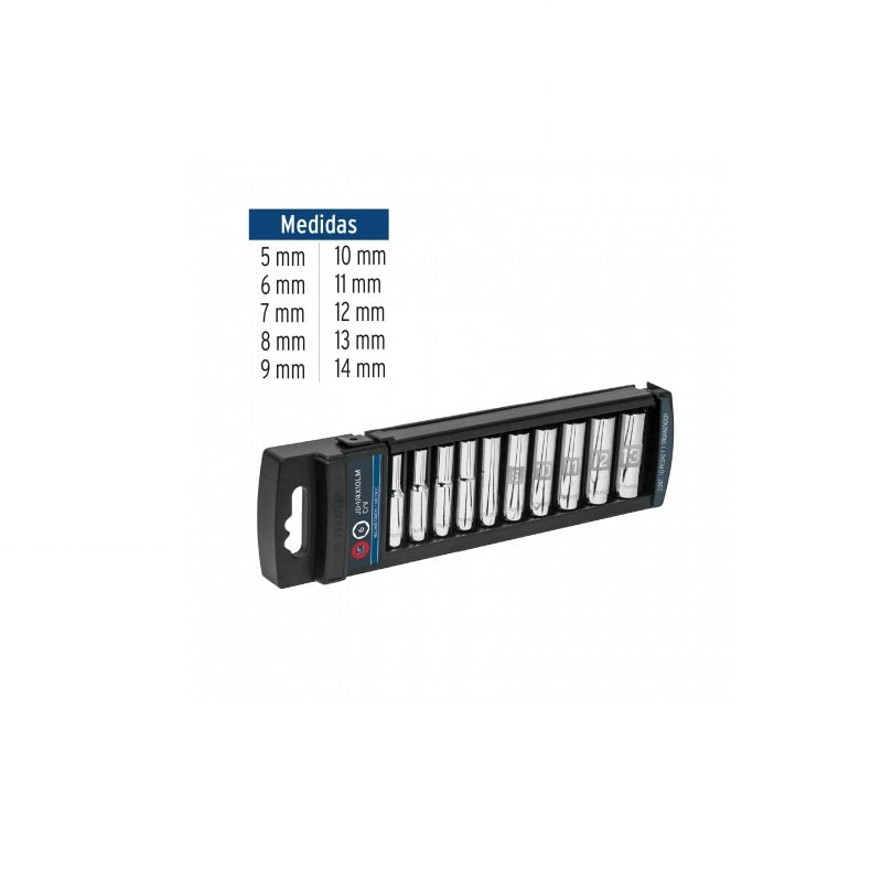 Juego De 10 Dados Largos 1/4 Jd-1/4X10Lm Truper