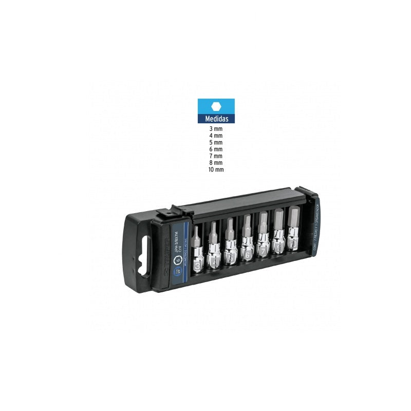 Juego 7 Dados 3/8 Milimetrico Jph-3/8X7M Truper