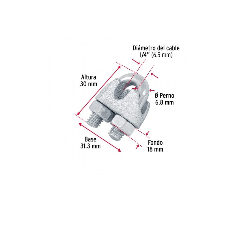 Nudo Para Cable 1/4 Nudo-1/4 Blister 2 Piezas Fiero