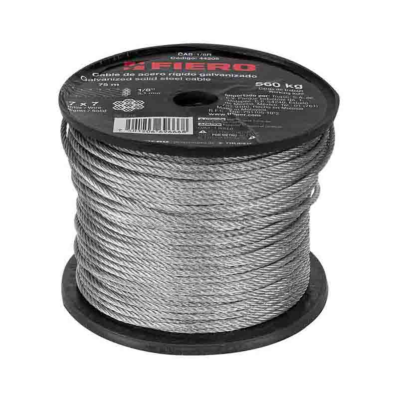 Cable Acero Rigido Cab-1/8R 7X7H Fiero (Rollo de 75 mts)
