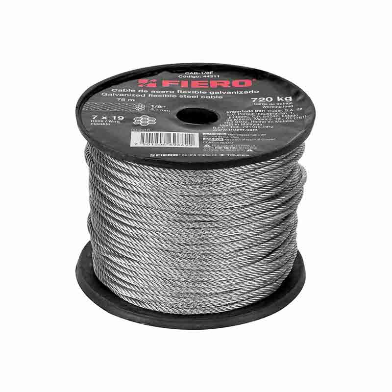 Cable Acero Flex Cab-1/8F 7X19H Fiero (Rollo de 75 mts)