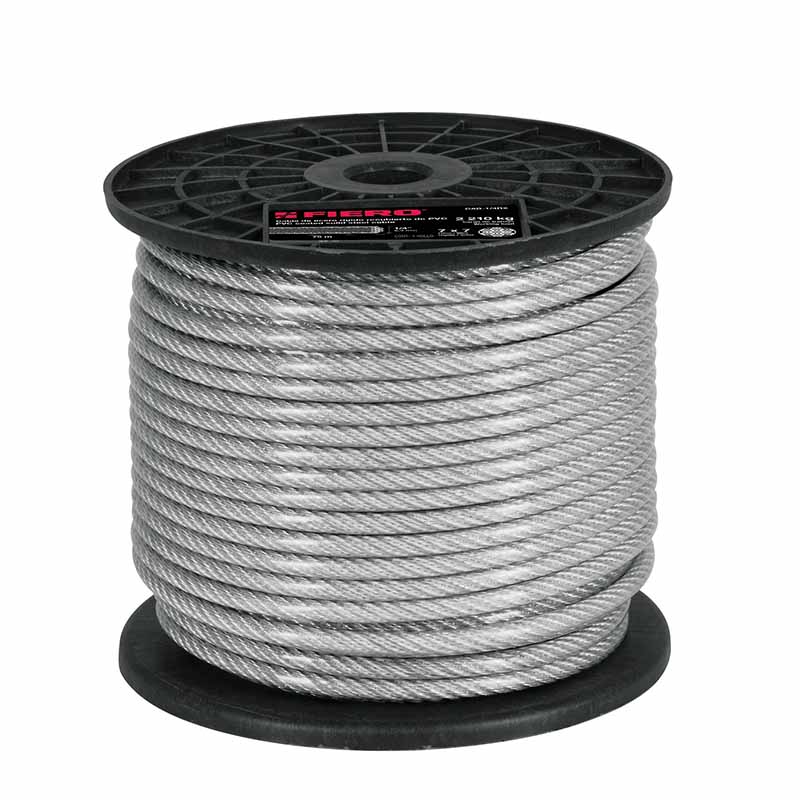 Cable Acero Rig.C/Pvc Cab-1/4Rx 7X7H Fiero (Rollo de 75 mts)