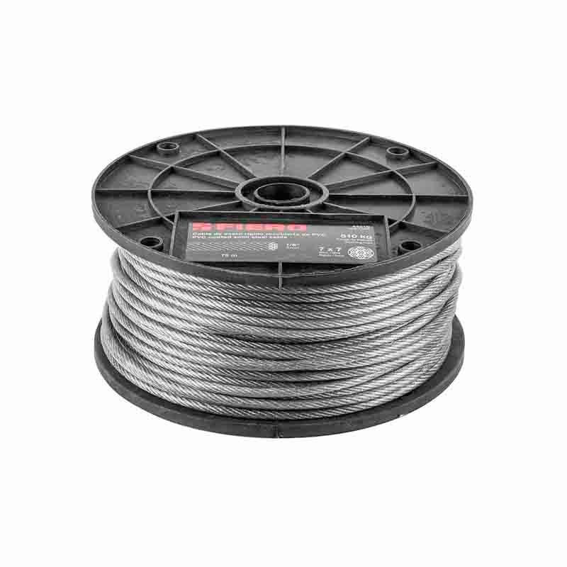 Cable Acero Rig.C/Pvc Cab-1/8Rx 7X7H Fiero (Rollo de 75 mts)