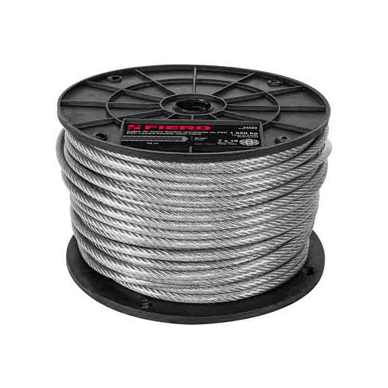 Cable Acero Flex.C/Pvc Cab-3/16Fx 19H Fiero (Rollo de 75 mts)
