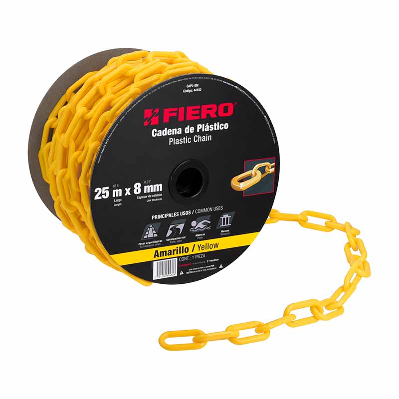 Cadena Plastico Amarilla 8Mm Capl-8M Fie (Carrete de 25 mts)