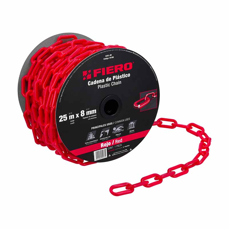 Cadena Plastico Roja 8Mm Capl-8R Fiero (Carrete de 25 mts)