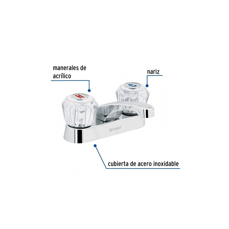 Mezcladora Para Lavabo Man. Acril. M-048A Foset