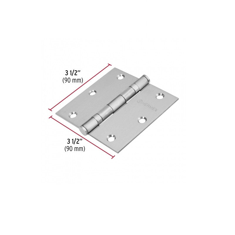 Bisagra Cuadrada 31/2" Acero Inoxidable Bc-354P Hermex Caja de 10 Piezas