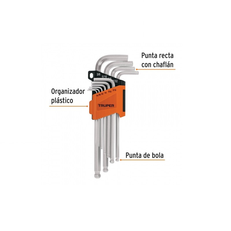 Llaves Allen 10Pz Allx-10P Std Larg.Truper