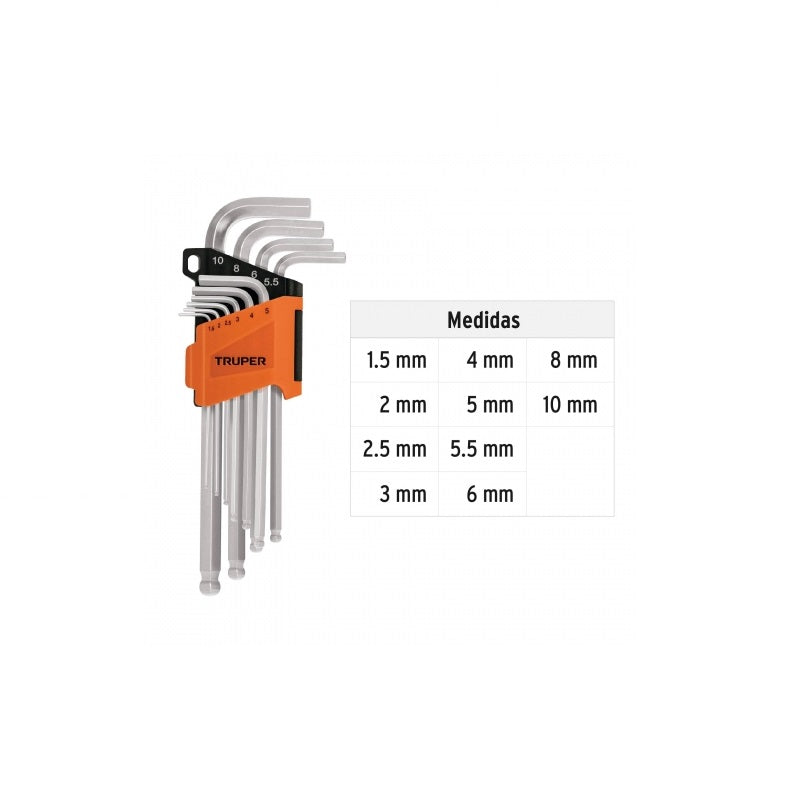 Llaves Allen 10 Piezas Allx-10M Mm Larg.Truper