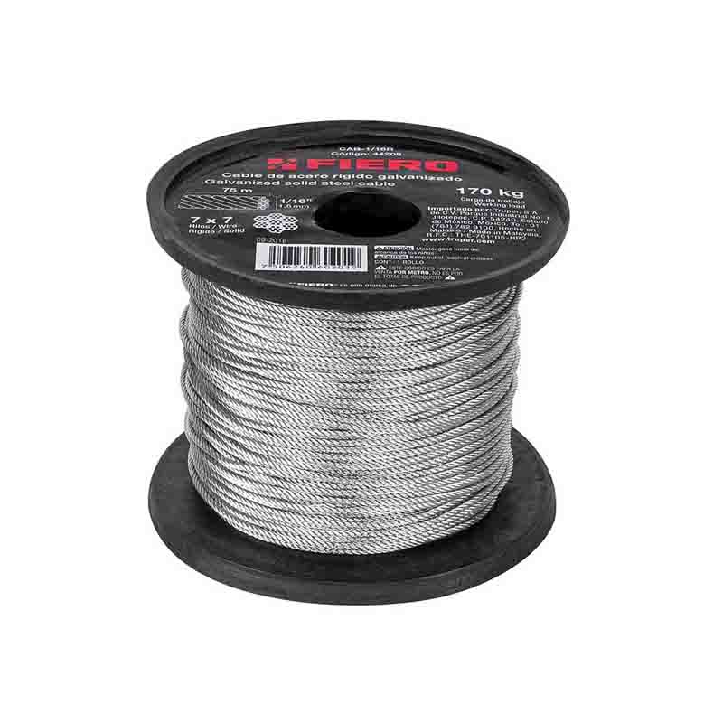 Cable De Acero 1/16 Rigido Cab-1/16R Fie (Rollo de 75 mts)