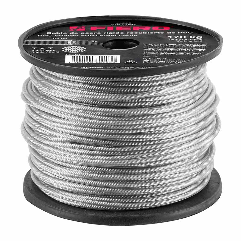 Cable De Acero 1/16" Rigido Cab-1/16Rx Fiero (Rollo de 75 mts)