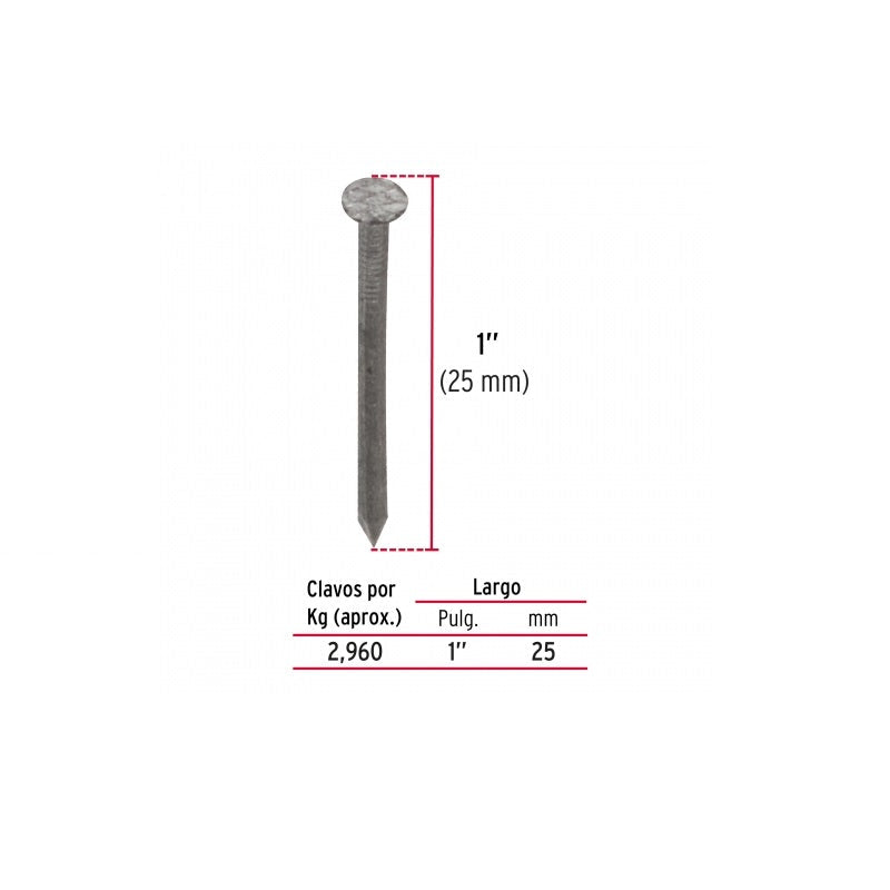 Clavo Alfilerillo C/C 1" Cla-1 Kg Fiero