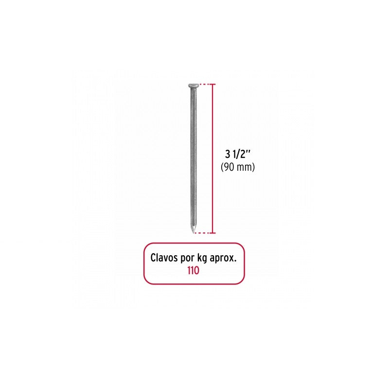 Clavo Estándar 31/2" Con Cabeza Bolsa de 1 Kg Cle-3-1/2B