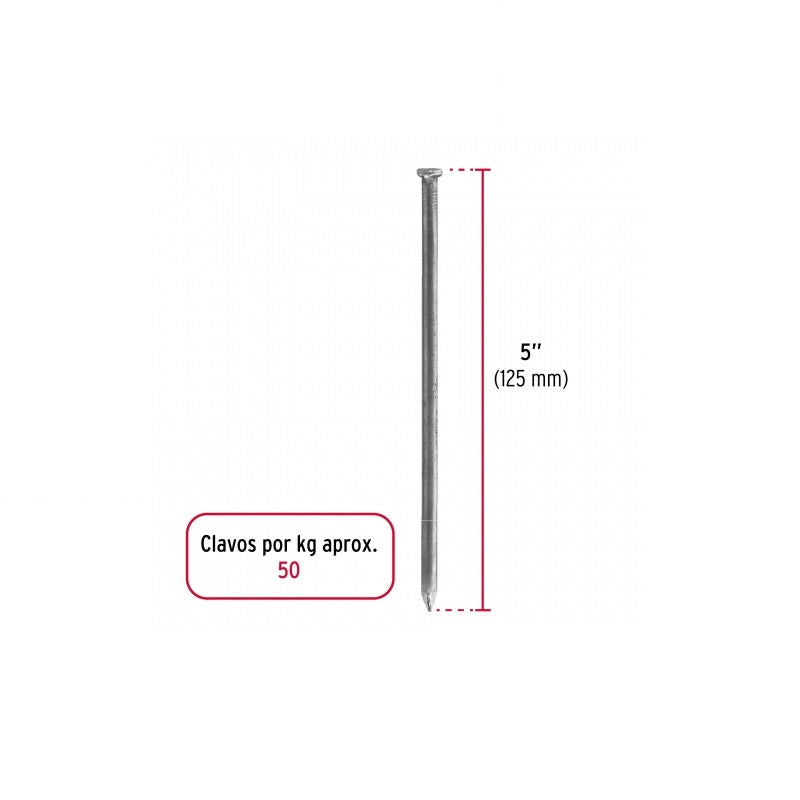 Clavo Estándar 5" Con Cabeza Bolsa de 1 Kg Cle-5B Fiero