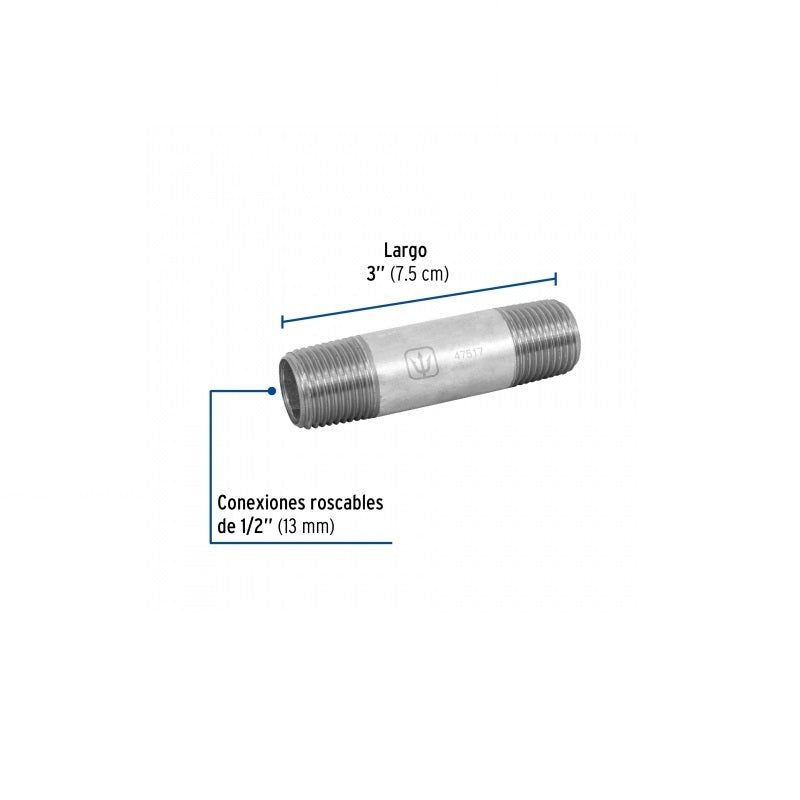 Niple Galvanizado 1/2 X 3" Cg-402 Foset 10 Piezas