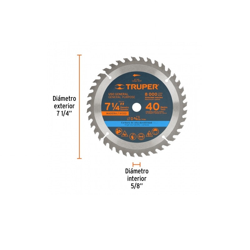 Sierra Circular 7 1/4" Centro 5/8" St-740 Truper