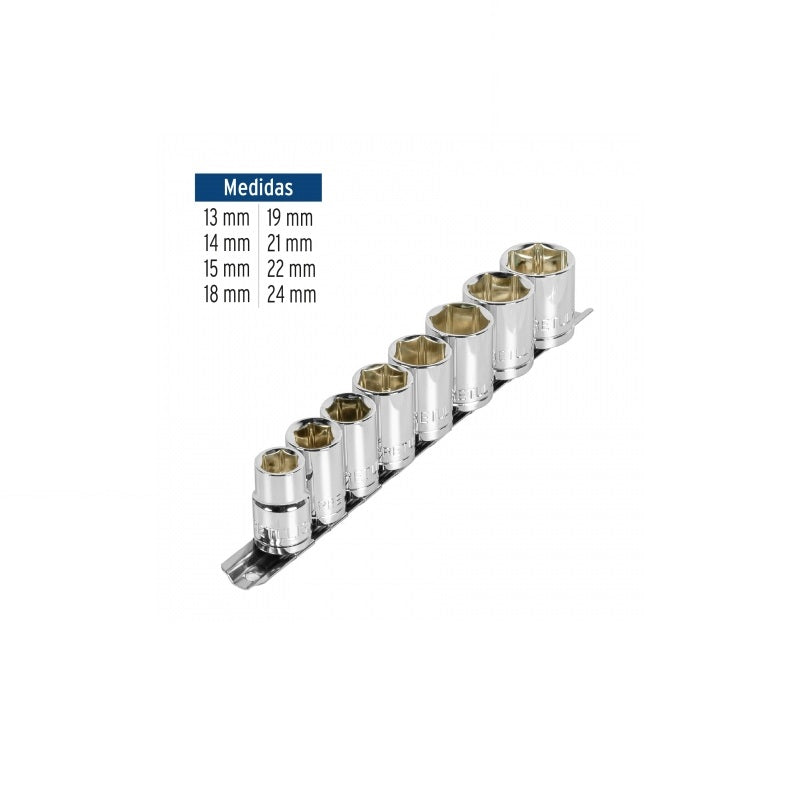 Juego De Dados 9 Piezas Mm Jd-1/2X9Mm-P Pretul