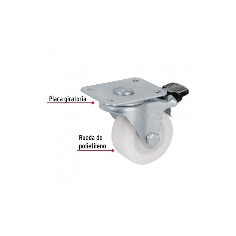 Rodaja Placa Giratoria Con Freno 2" Ro-2210F Fiero