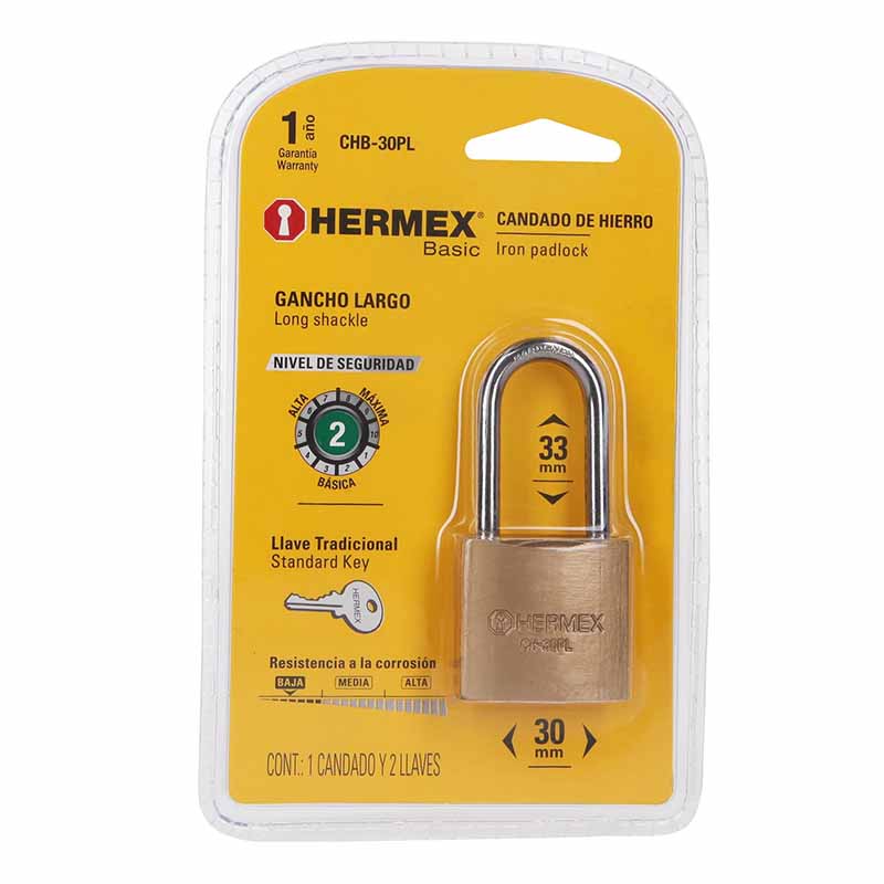 Candado Hierro Color Latón Chb-30Pl Hermex