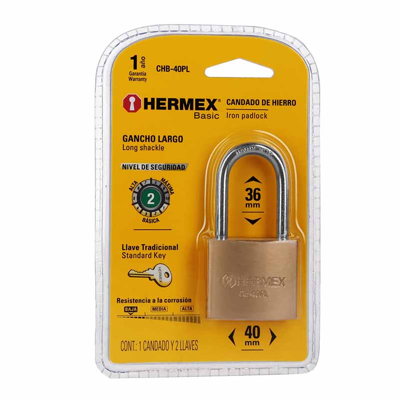 Candado Hierro Color Latón Chb-40Pl Hermex