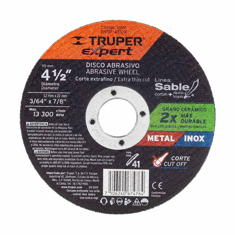 Discos C/Metal 41/2 Dicof-4512X 1.2M Expert Truper