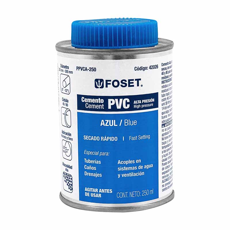 Pegamento P/Pvc Azul 250Ml Ppvca-250 Foset