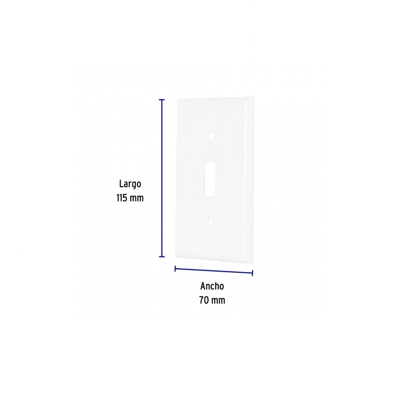 Placa Para Interruptor Vertical Ppap-Sb Estandar Blanco Volteck