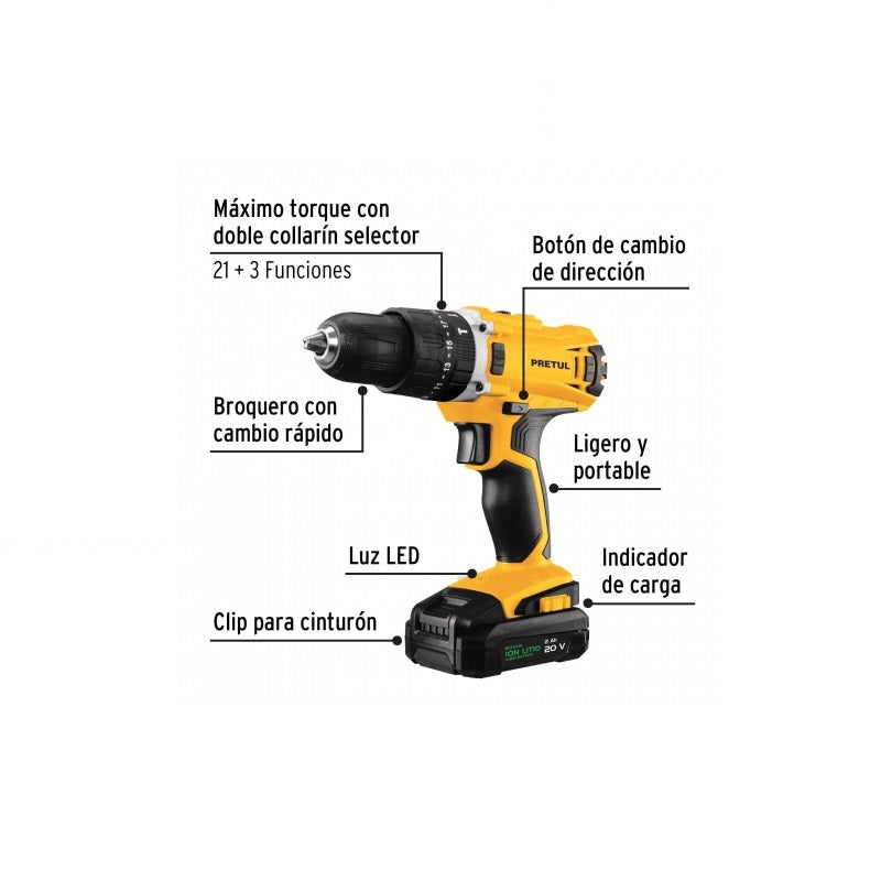 Rotomartillo Inalamb 1/2 Y Acc Roti-20P2K Pretul